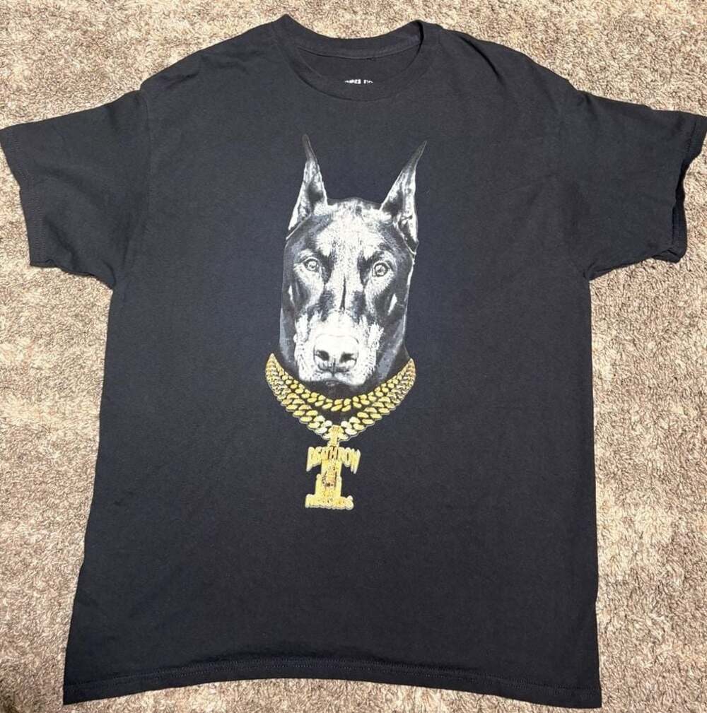Death Row Records Doberman Pinscher Chain Graphic T-Shirt Black